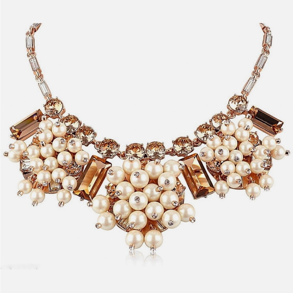 Kate Spade Clink Clink necklace blush/rose gold bib necklace with pearls